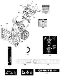 Decals Group (6967ybrdecal) Diagram and Parts List for 1696620-00-1227MD 2016 Briggs and Stratton Snow Blower